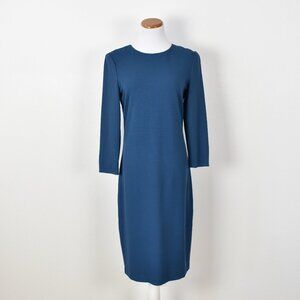 Vince 3/4 Sleeve Boucle Sheath Dress Teal Blue - M